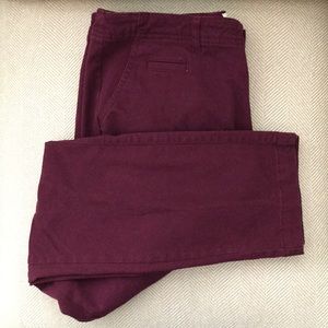 Burgundy straight leg pants, size 10